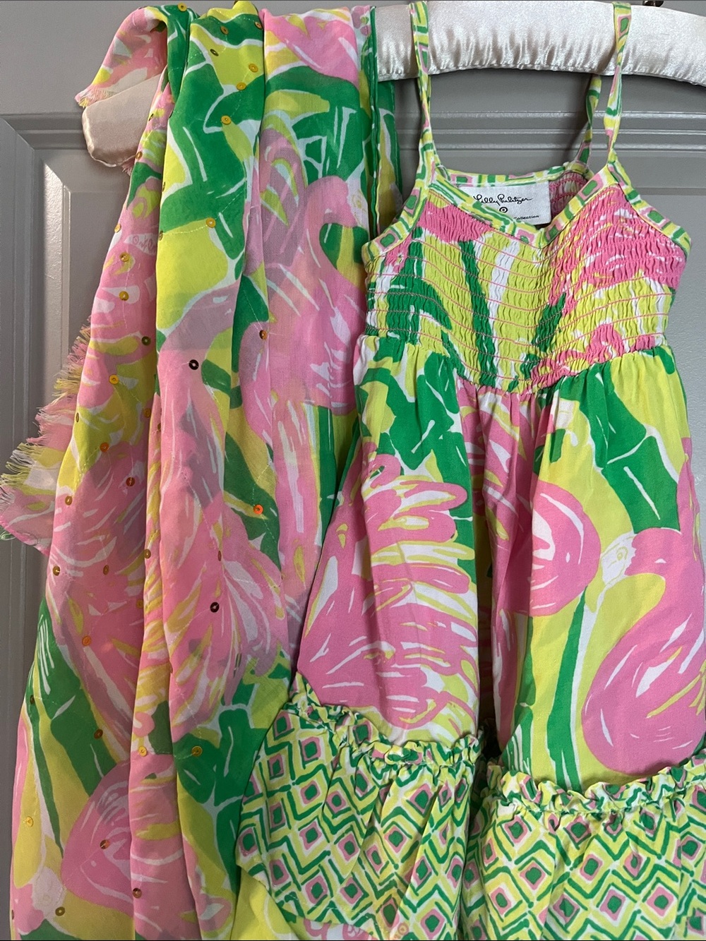 🦩Lilly Pulitzer Target Flamingo Sundress & Matching Mom Cover-Up / size 12 month